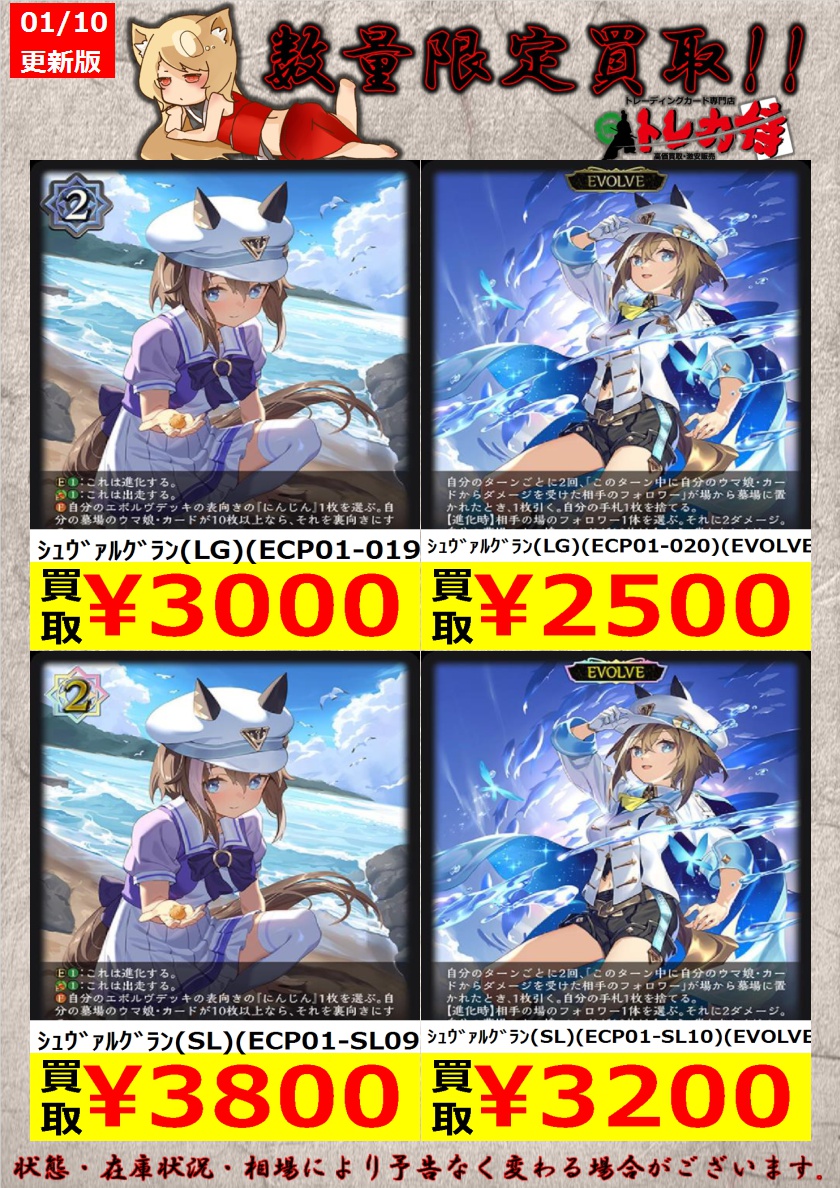 シュヴァルグラン 進化前 進化後 LG SL 上下3枚セット シュヴァルグラン 進化前 進化後 LG SL 上下3枚セット