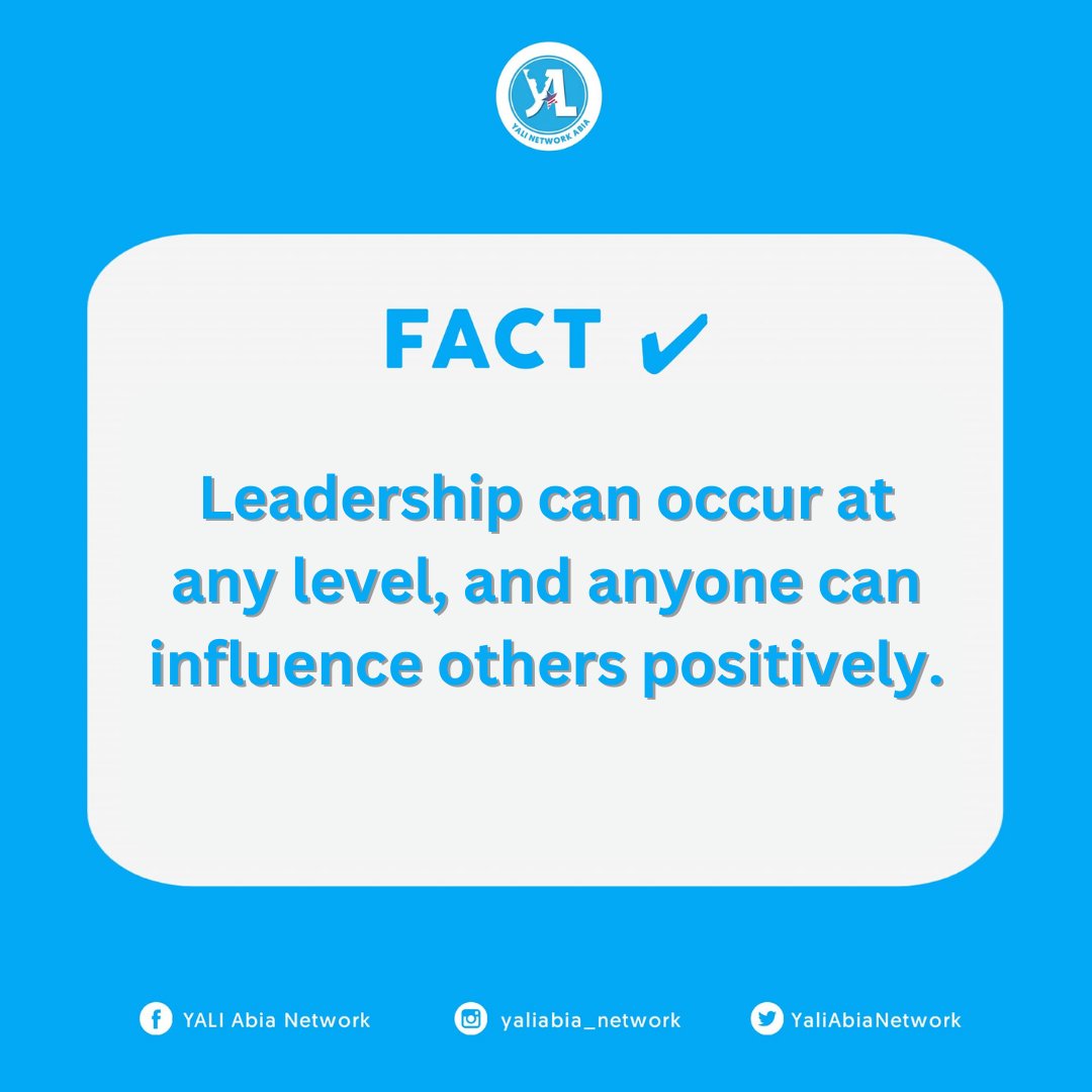 YaliAbiaNetwork's tweet image. Leadership is a widely discussed topic with many myths and facts surrounding it. There are some common ones:

If you have an extra leadership myth or fact, do add in the comment section below.

#mythandfact
#mythbusters
#yalinetworkabia
