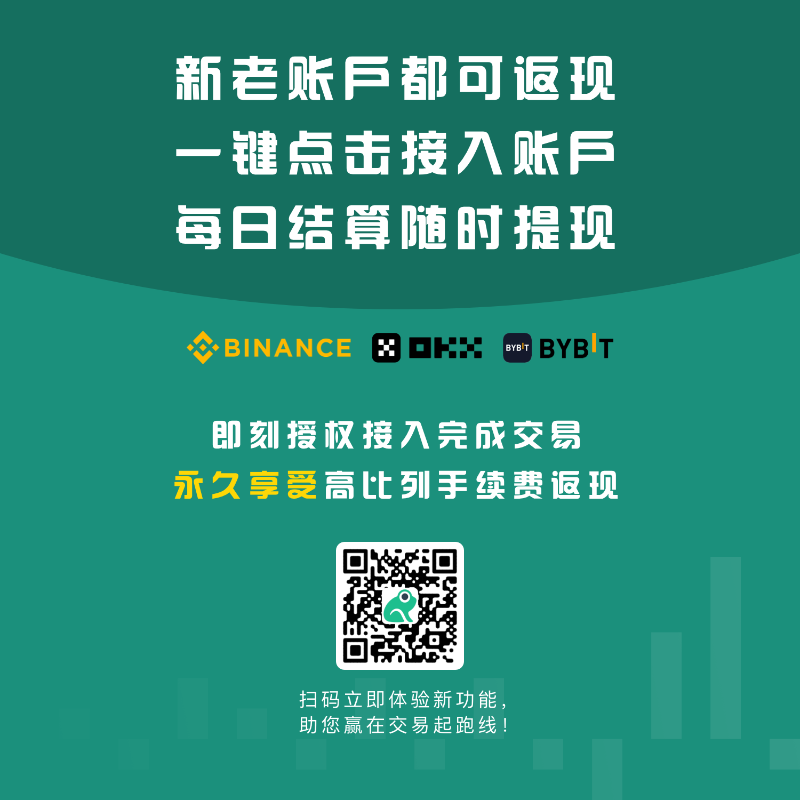 OKX / Binance / Bybit
账户授权接入即可返现
无须注册新账户，老账户也可返现
永久享受高比例交易手续费返现 https://t.co/D1DfKkod3d