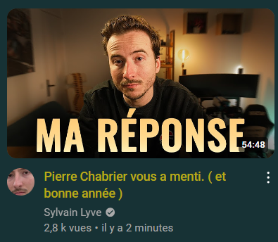 Je n'ai jamais vu des explications aussi claires, et avec des preuves en plus, je suis choquée des révélations, et dire que Sylvain voulait fermer le projet vilebrequin en faisant une "fin propre". Pierre Chabrier aurait juste du rien exposé publiquement.