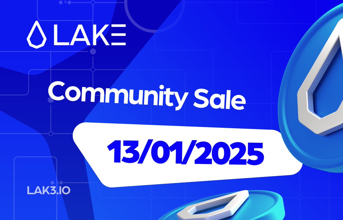 📢 The LAKE COMMUNITY SALE is almost here! 🔥

We’re excited to announce our upcoming Public Sale! 🚀🚀

This is your chance to buy LAK3 token at a discounted price before its Official Listing on Exchanges. 🔥✨

🗓 Dates: January 13th until January 19th
📍 Platform: Link will be