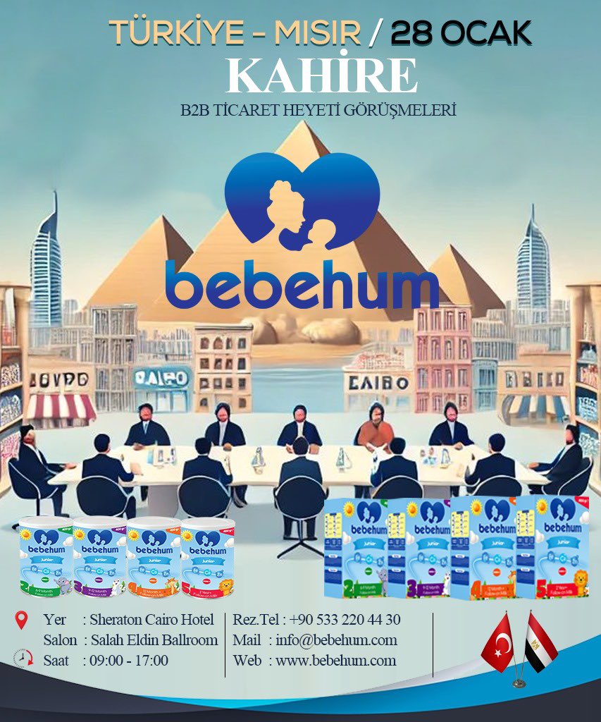 TİM - Türkiye ihracatçılar Meclisi &amp;
T.C Ticaret Bakanlığı’nın organizasyonuyla ikili iş görüşmeleri için 28 Ocak‘ta Kahire’deyiz