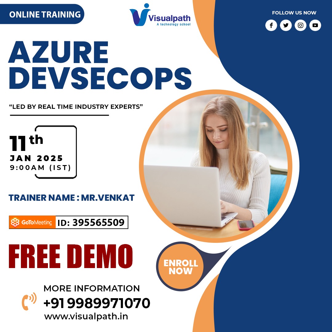 VisualpathPro's tweet image. Join Now: meet.goto.com/395565509
Attend Online Free Demo On #AzureDevSecOps
Demo on: 11th January 2025 @ 9:00 AM (IST).
Call us: 099899 71070
WhatsApp: bit.ly/47eayBz
Visit us: visualpath.in/online-azure-d…
#MicrosoftAzure #linux #azurecertification #microsoft #devops
