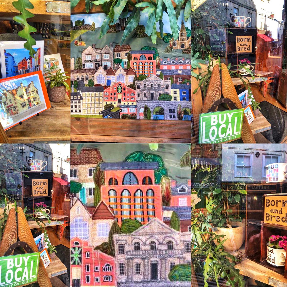 Eileen has been hard at work putting up our new window display, in celebration of our wonderful Stroud! Hope you all enjoy it. #coffee #takeaway#InStroud #shoplocal