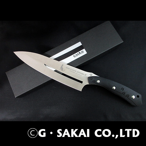 包丁を新しく買うならどっちを買いますか？

左：切れ味と軽さ重視の蒼い牛刀（足跡付き）
⇒リポスト
右：耐久重視の２年間塩水で錆びていない鋼材のサーバル包丁（足跡滑り止め付き）
⇒いいね

#Gサカイ