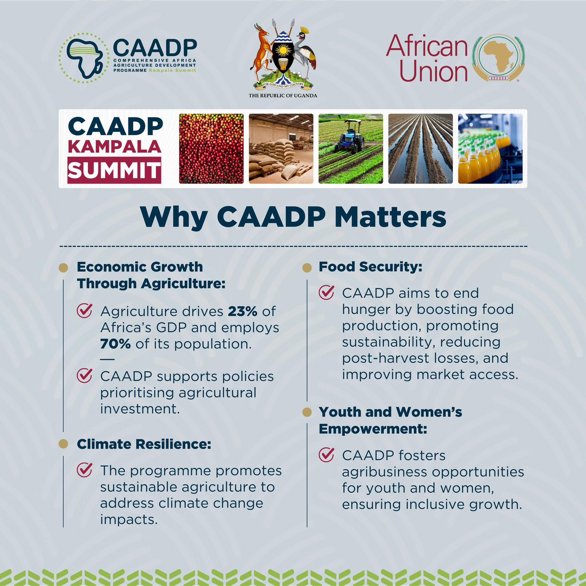 Why CAADP matters?:  CAADP fosters agribusiness opportunities for #youth ensuring inclusive growth and sustainability.  #CAADPKampala25 #Agenda2063