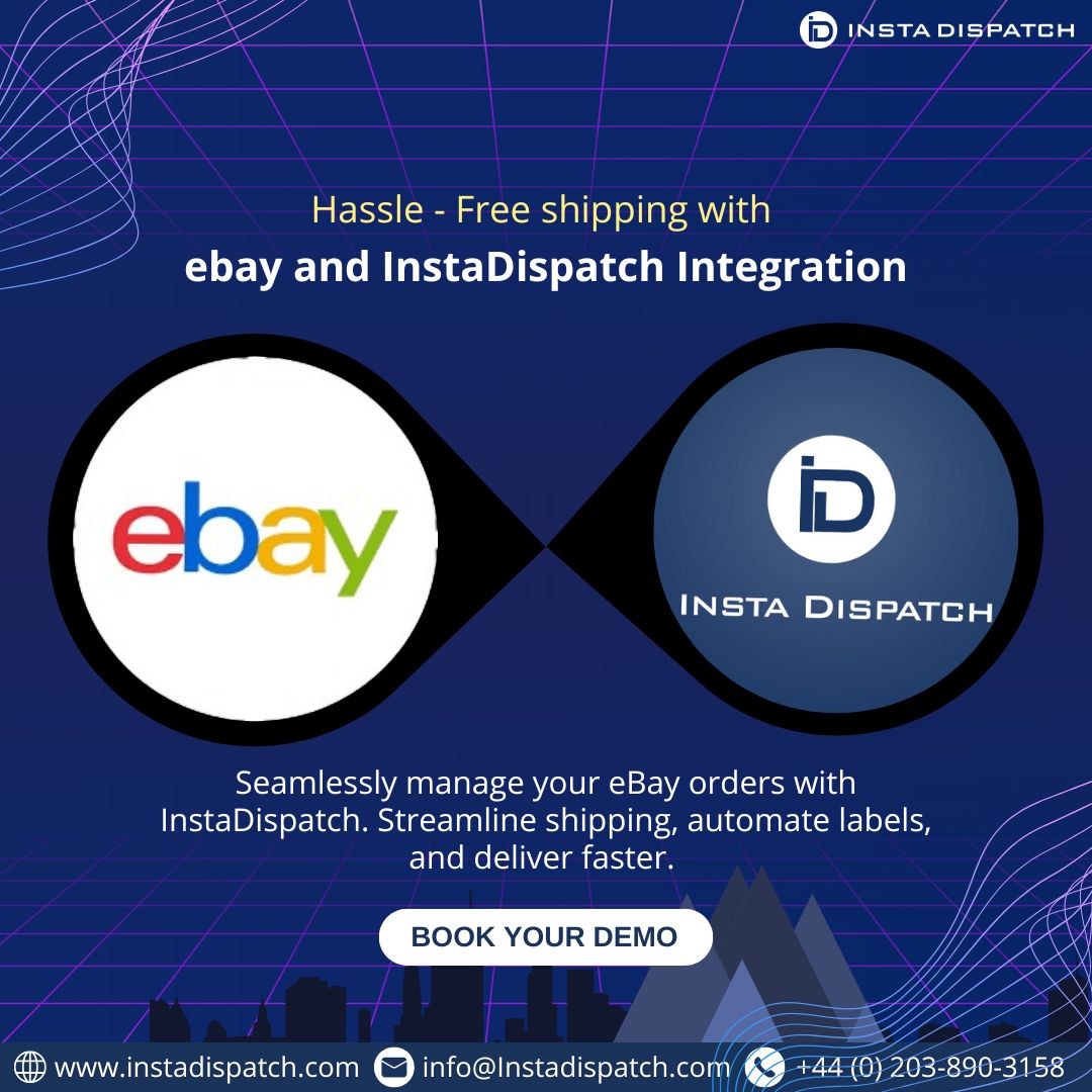 instadispatch's tweet image. Hassle-Free Shipping with eBay &amp;amp; InstaDispatch! 🚀📦 Seamlessly manage orders, automate deliveries, and track shipments in real-time. Simplify your e-commerce logistics today with InstaDispatch. 

Website: instadispatch.com/integration/

#eBayIntegration #CourierSoftware #instadispatch