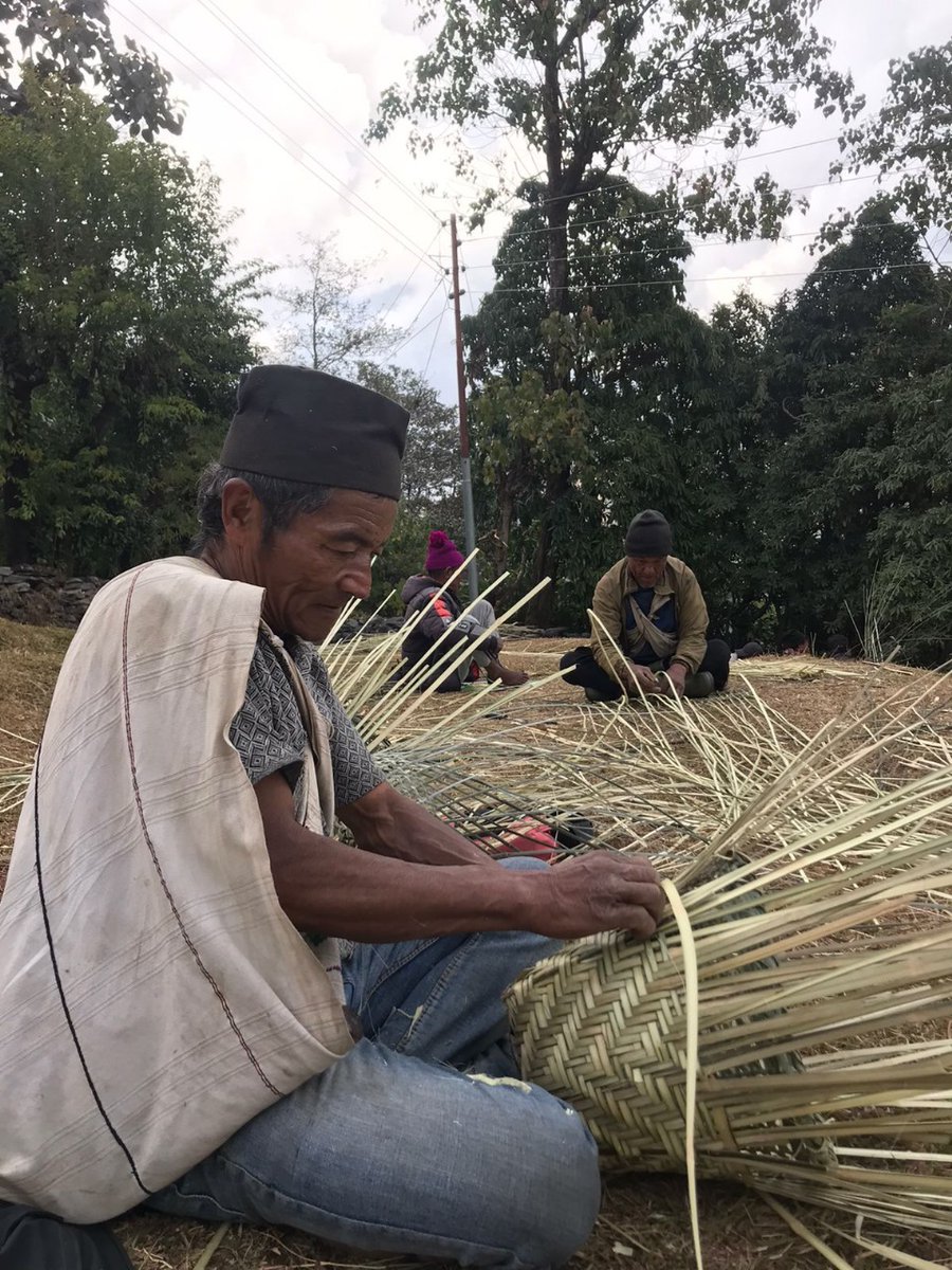NRCS trained local people from Myagdi District for Namlo (head strap with rope) and Doko (conical shaped bamboo basket) weaving. An example for sustained income by promoting local resources as such skills are highly demanded at local communities. #promotelocalskills
