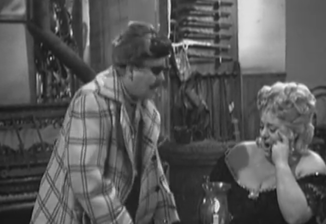 Wyfan2's tweet photo. #ScottWalker and #SandieShaw in comedy sketch for HOWERD'S HOUR (ABC 12 May 1968) with #PatrickWymark as drunken prospector 'Patchy' #HattieJacques and #FrankiHowerd. Walker gets to sing #MortSchulman's adaptation of #JaquesBrel's 'Jacky' despite the song being banned by the BBC https://t.co/8R8DAmqfZL
