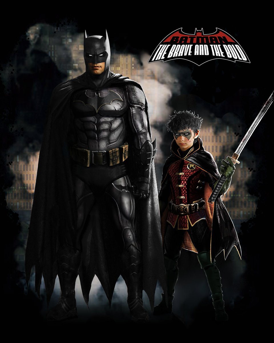 ShatterverseEnt's tweet photo. Brandon Sklenar #Batman  with Casper Knopf #Robin  #DCU #DamianWayne #thebraveandthebold https://t.co/ymmMqwbIoc