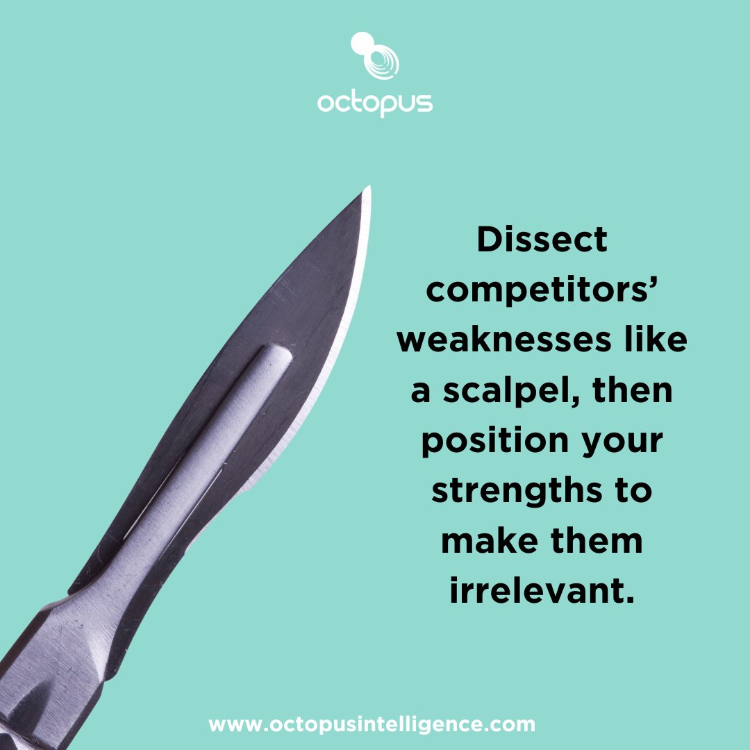 Octopusintell's tweet image. Dissect competitors’ weaknesses like a scalpel, then position your strengths to make them irrelevant.

Octopus Competitive Intelligence | Answers to beat competitors | octopusintelligence.com
#compintel #insight #enablement