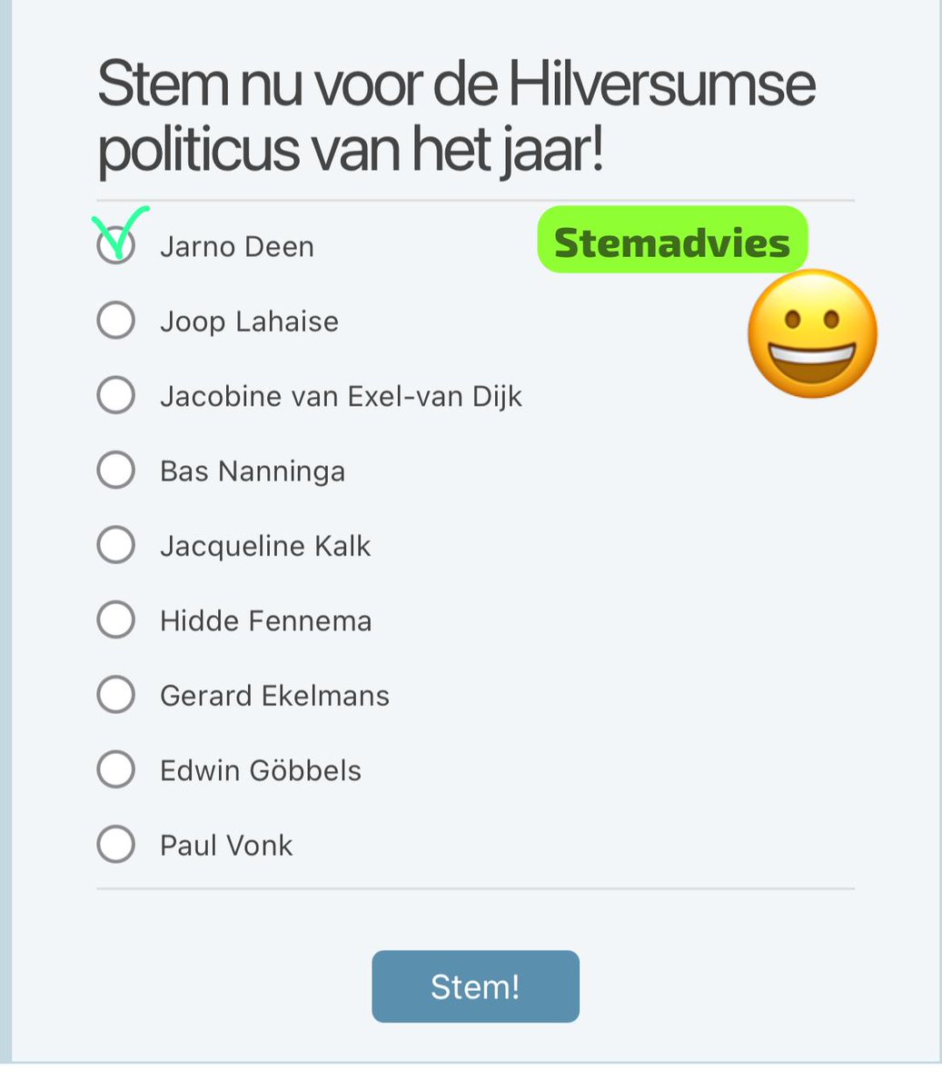 Ik ben genomineerd door <a href="/spdhilversum/">Politiek Debat H'sum</a>  en <a href="/GooienEembode/">De Gooi en Eembode</a>!

Een hele eer en nu wil ik natuurlijk ook winnen!

Je kunt op me stemmen via deze link:
poll.fm/14876855