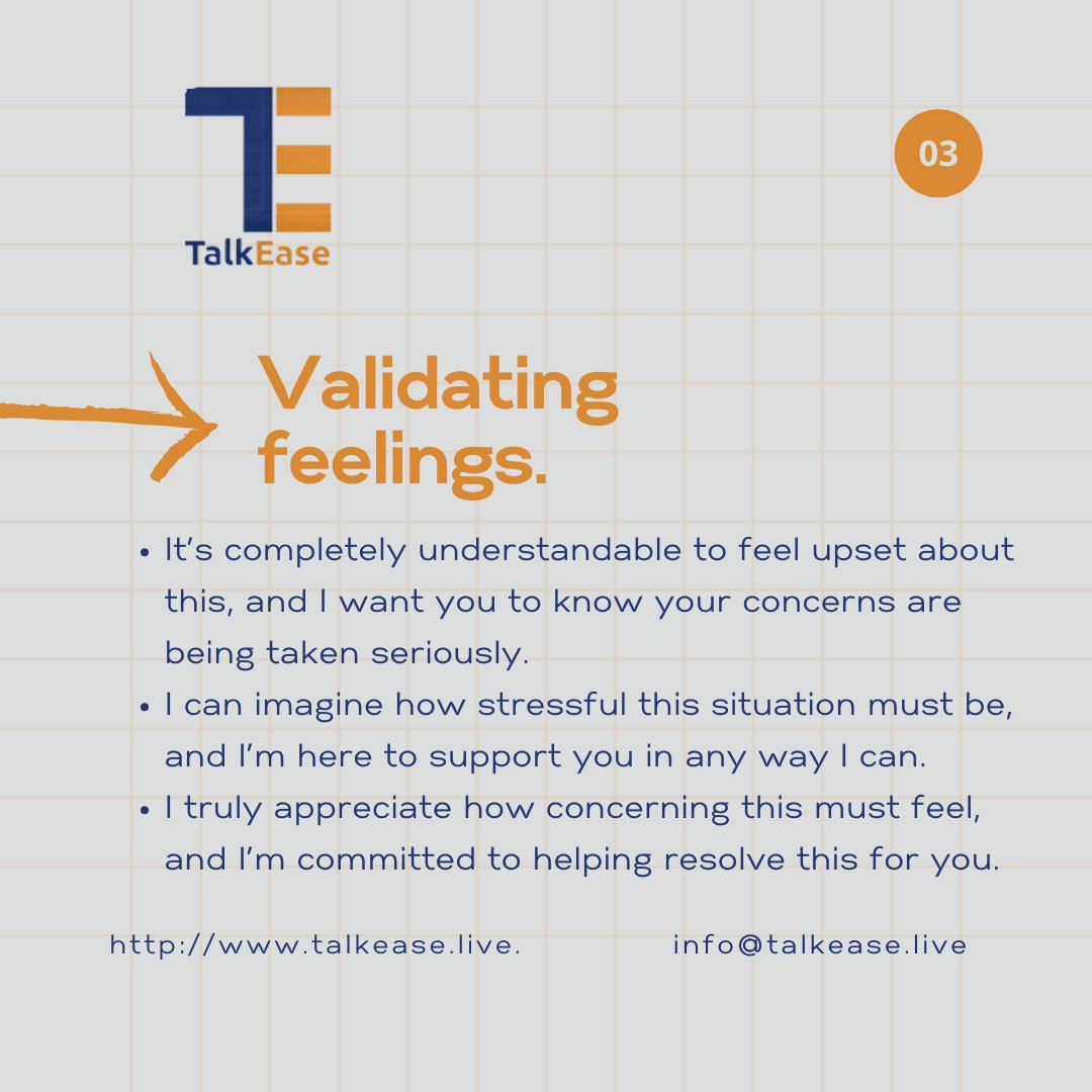 talkease_ke's tweet image. Empathy is at the core of great customer service. 💛 The right words can turn tough moments into opportunities.

Ready to elevate your customer care? Visit talkease.live or email info@talkease.live.

#CustomerCare #EmpathyInAction #SupportTips #GreatService #fypシ゚