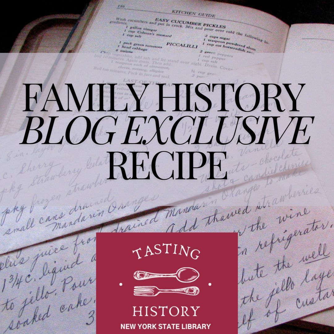 A little Tasting History bonus content for you! 

Sadly, one of our chefs wasn’t able to be with us on tasting day. Thankfully, they shared the written recipe and now you have a chance to check it out! 

The NYS Library blog: buff.ly/407LKL0

#Cooking #FoodHistory