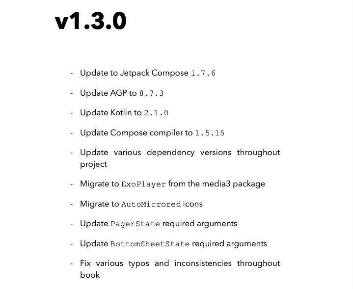 I have just updated Practical Jetpack Compose, which now uses the latest versions of Compose and Kotlin 🚀 practicaljetpackcompose.com #AndroidDev #GDE #JetpackCompose