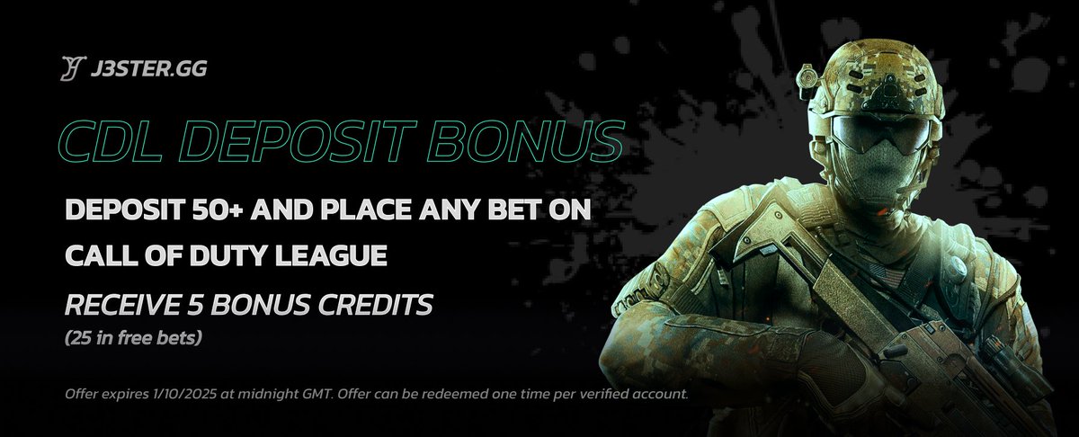 #CallofDuty League is back! Check out all the action here: j3ster.gg/battles

Special Depo Bonus today.

18+ | Available in the UK | begambleaware.org