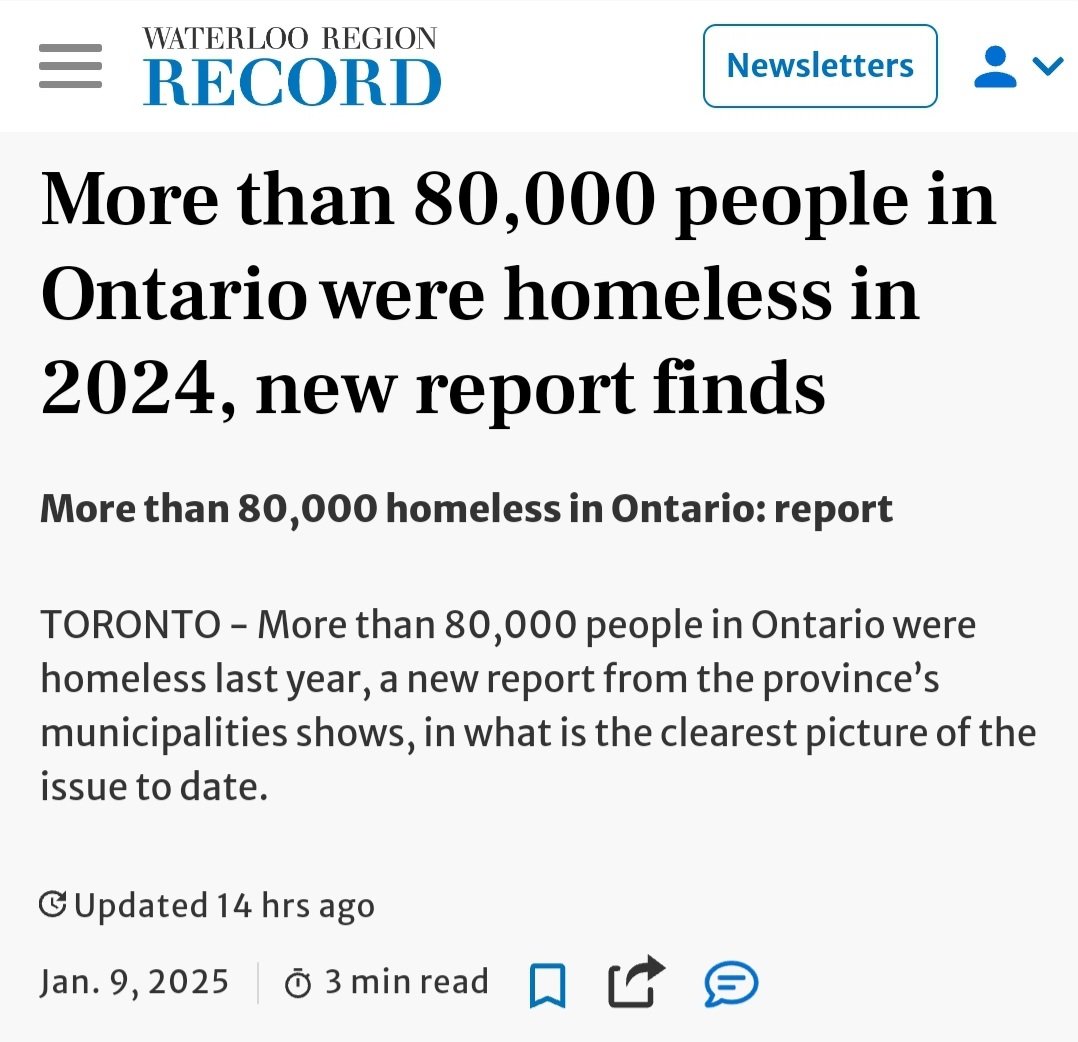 “To put the numbers in context, that’s about the same size as the city of Peterborough.” Ford's govt is failing Ontarians &amp; putting more &amp; more people on the street. #OnPoli 
therecord.com/news/ontario/m…