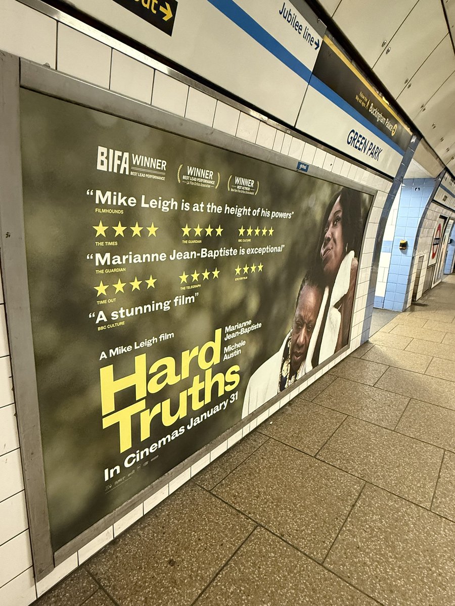Great to see the posters for Hard Truths on the Undeground. I really enjoyed working on this movie. In Cinemas January 31st.