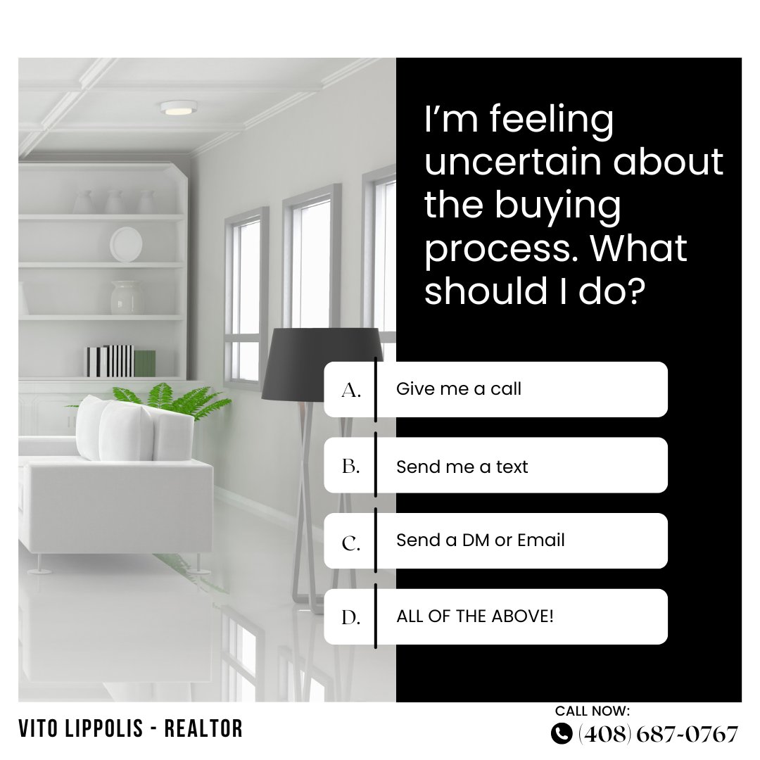 Realtor_101's tweet image. Feeling unsure about the home-buying process? 🤔 Let’s make it simple! Whether you prefer a call, text, DM, or email – I’m here to guide you every step of the way. 🏡 Don’t let uncertainty hold you back. Let’s get started today! 📞📲

#HomeBuyingHelp #VitoLippolisRealtor