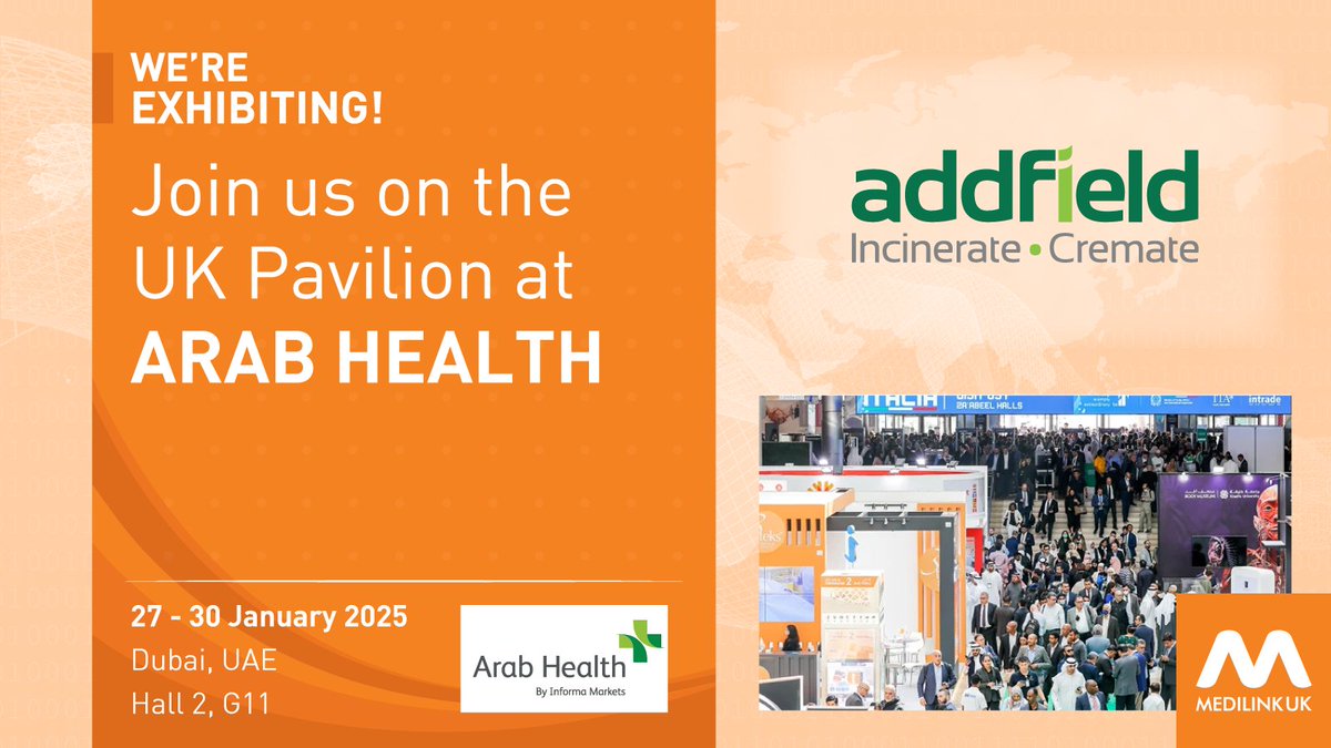 💡Exhibiting at @Arab_Health with Medilink UK:

🌟<a href="/AddfieldLtd/">Addfield</a>

⏩Addfield is worldwide industry leaders in the design and manufacturing of animal, medical, aquaculture, mobile and bespoke incinerators.

🔎Hall 2, G11