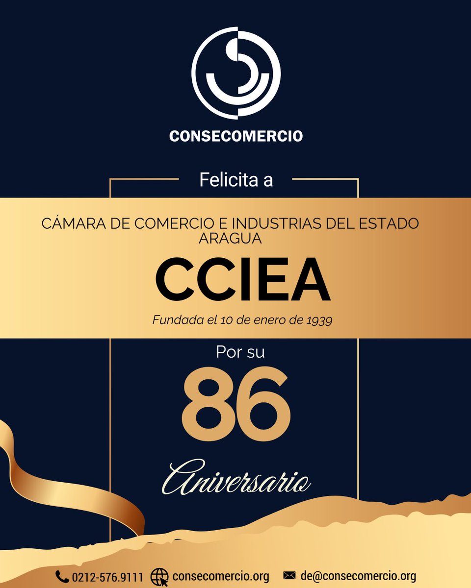 consecomercio's tweet photo. El Directorio Ejecutivo de Consecomercio felicita a la Cámara de Comercio e Industrias del Estado Aragua (@CamaraComAragua )por su 86° aniversario.
#consecomercio #conexionempresarial #ComerciosyServicios #RutaComercial #empresariosevenezolanos #aliadossomosmasfuertes https://t.co/KSXfiKY4Xe