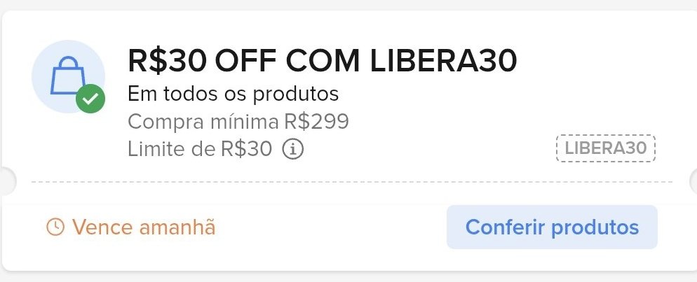 🚨 CUPOM MERCADO LIVRE 🚨 

R$30 OFF em compras acima de R$299

🎟️ Cupom: LIBERA30

Ative aqui: mercadolivre.com/sec/13qUbsA 

Válido em todos os produtos 🏃🏃