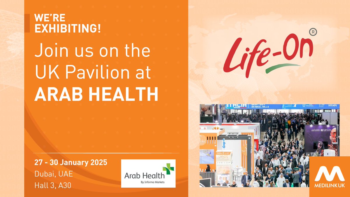 💡Exhibiting at @Arab_Health with Medilink UK:

🌟<a href="/LifeOnHealth1/">Life On Healthcare</a>

⏩Life-On Healthcare brings about high-quality and scientifically-validated nutritional health supplements, providing improvement in wellness of life, health and fitness.

🔎Hall 3, A30