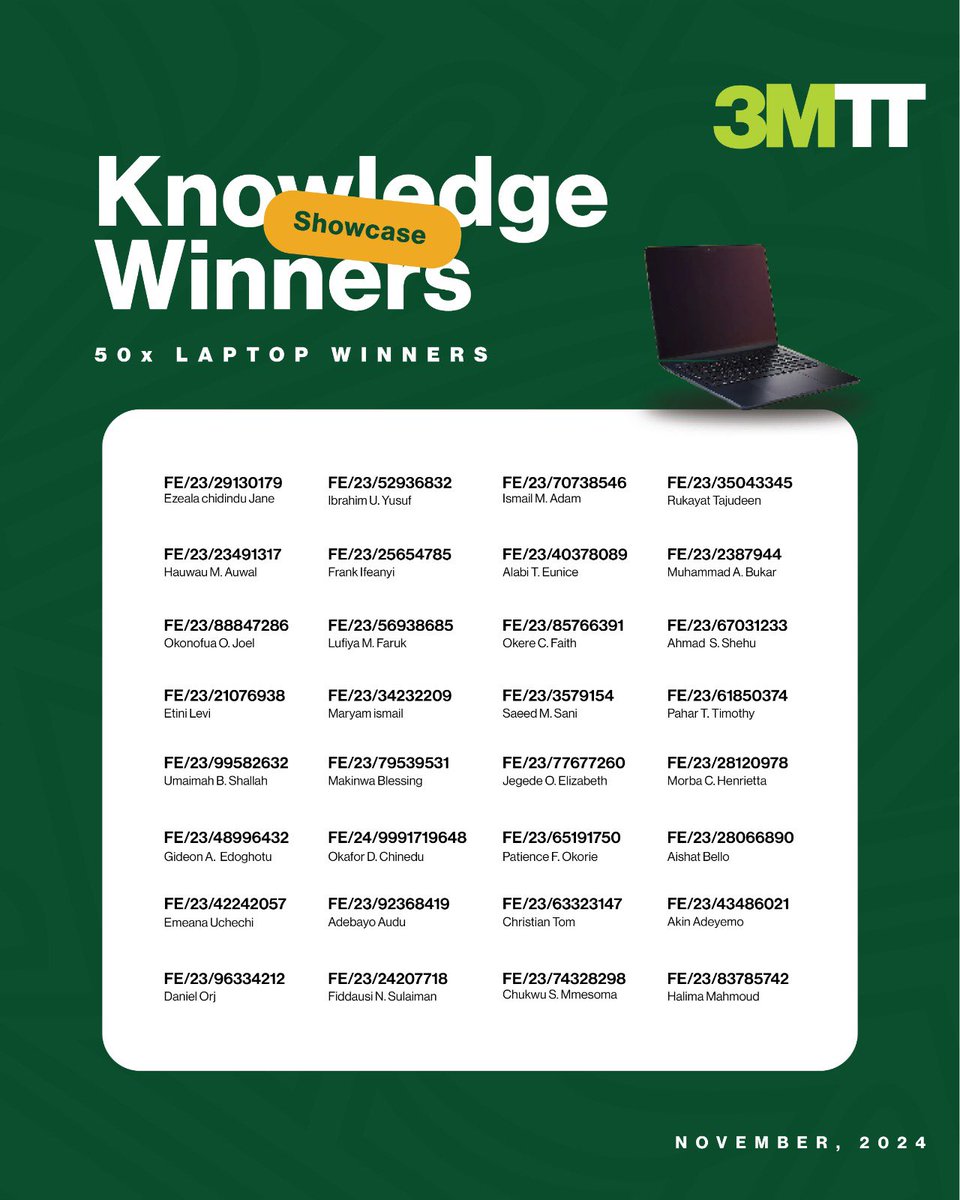 3MTTNigeria's tweet image. New Year, New Wins! 🎉

Meet the November/December Knowledge Showcase Winners! 

These 3MTT fellows stood out with their skills &amp;amp; innovation—now it’s their time to shine!

Stay tuned for more challenges in 2025. You could be next! 🔥

#My3MTT