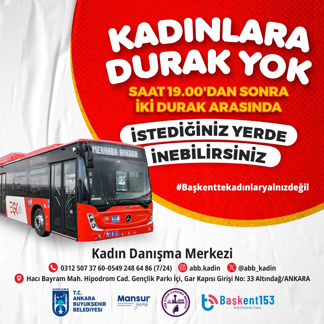 ankarabbld's tweet photo. #BaşkentteKadınlarYalnızDeğil

🚏 Saat 19.00’dan sonra otobüslerde iki durak arasında istediğiniz yerde inebilirsiniz. https://t.co/GSnJtYMpEZ