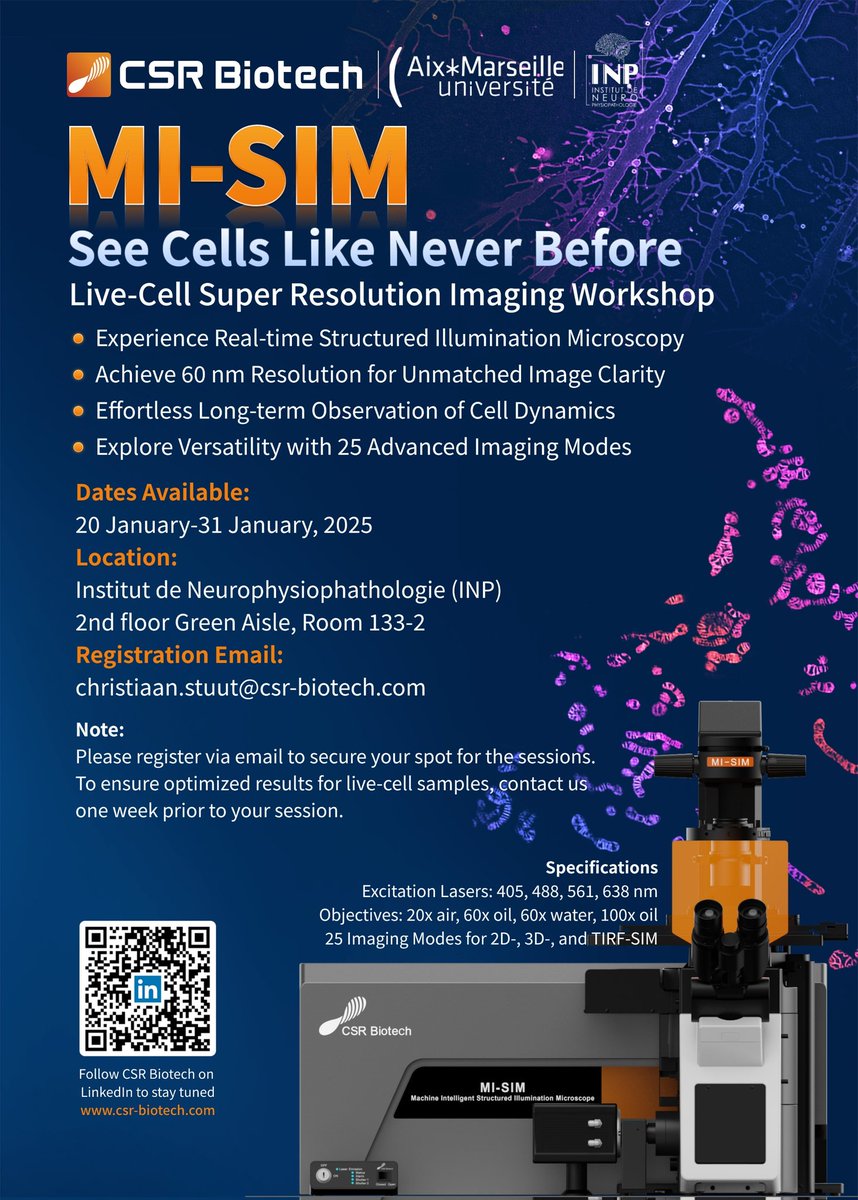 Christophe Leterrier (@christlet) on Twitter photo We'll have a demo of <a href="/CSRBiotech/">CSR Biotech</a>'s MI-SIM at the <a href="/inp_marseille/">INP Marseille</a> microscopy facility from Jan 20th to Jan 31st: csr-biotech.com/mobile/en/mi-s…. Let me know if you're around and want to try large-field of view, <100 nm resolution, live-cell compatible microscopy! We'll have a demo of <a href="/CSRBiotech/">CSR Biotech</a>'s MI-SIM at the <a href="/inp_marseille/">INP Marseille</a> microscopy facility from Jan 20th to Jan 31st: csr-biotech.com/mobile/en/mi-s…. Let me know if you're around and want to try large-field of view, <100 nm resolution, live-cell compatible microscopy!