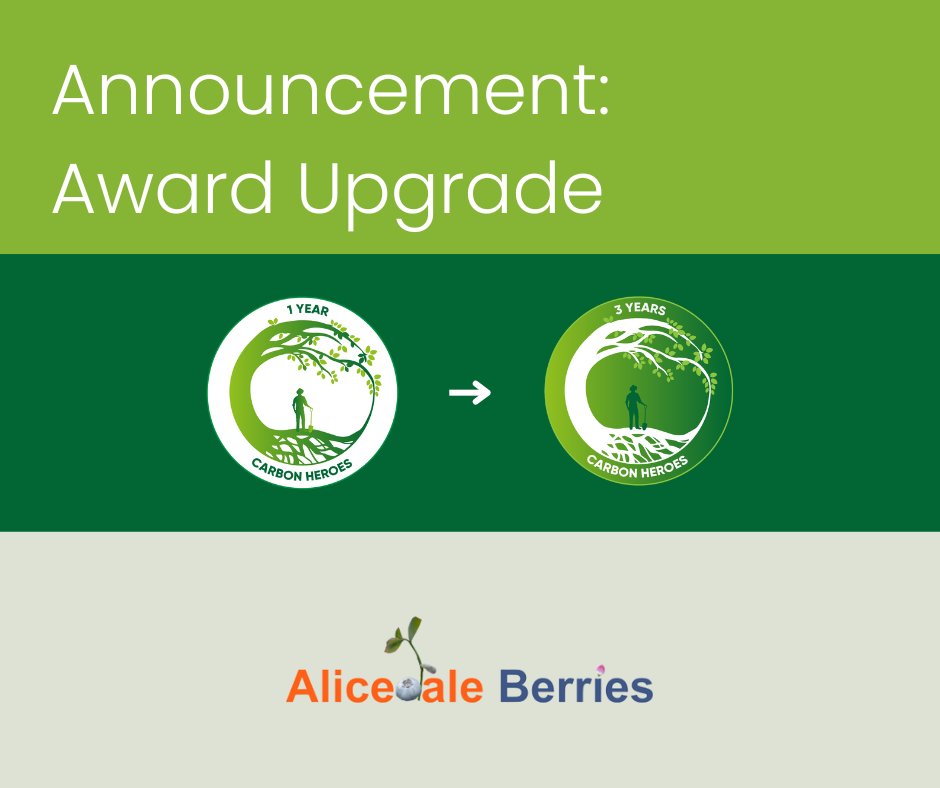 We are thrilled to announce that Alicedale Berries has been upgraded from a 1 Year to a 3 year Carbon Hero award!

A huge congratulations are in order!

To find out more visit carbonheroes.co.za.

#Sustainability #ConfrontingClimateChange