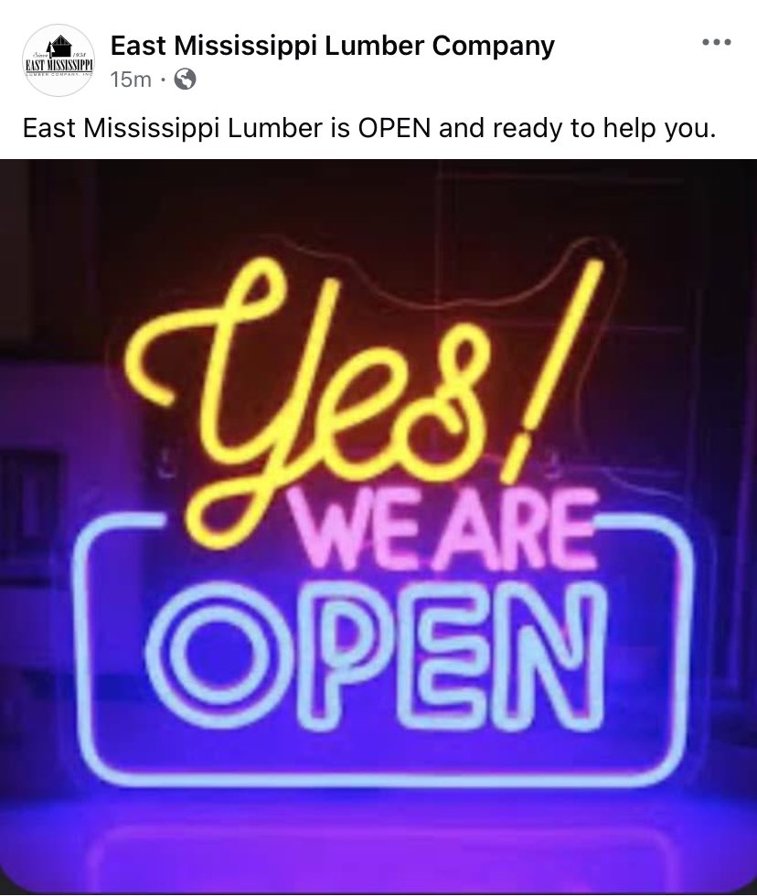 steedx4's tweet photo. @EastMSLumberCo 
Starkville https://t.co/kjXP3HPk8Y