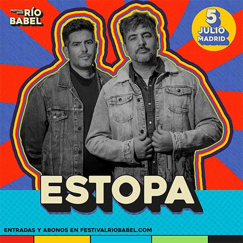 El 5 de julio <a href="/estopaoficial/">Estopa</a> formarán parte del cartel del <a href="/FestRioBabel/">Festival Río Babel</a> de Madrid, info:conciertospormadrid.com/featured/festi…