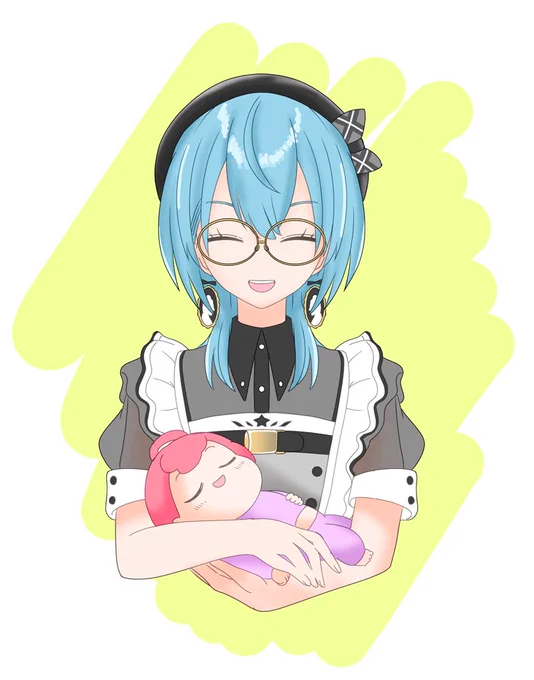 ウォーターマークの位置のおかげで抱っこしてるように見える#miComet#miko_Art #ほしまちぎゃらりー 