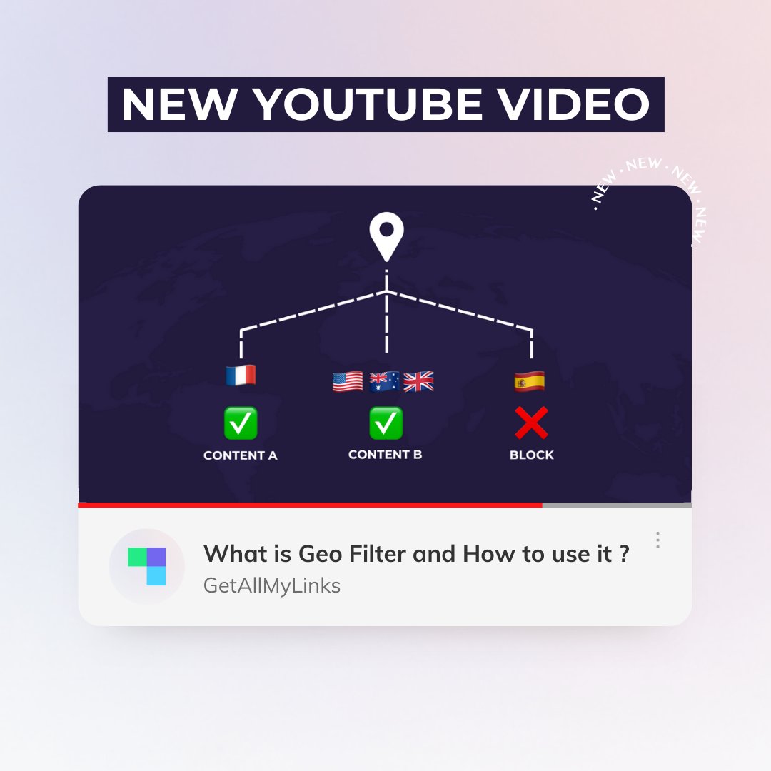 _getallmylinks's tweet photo. Check out our new video: What is Geo Filter and How to Use It? 🌍

Learn how to customize your subscribers' landing pages based on their location! 🚀

🎥 Watch now: https://t.co/vWSuZUSBI0

Tag a friend who absolutely needs this feature ! 👇

#GetAllMyLinks #GeoFilter https://t.co/aZDGUUAaD5