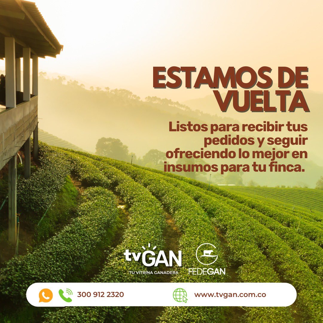 A propósito del regreso a este nuevo año, les recordamos a nuestros #GanaderosColombianos que volvimos con los mejores productos para su finca y a precio 2024. 

Con el respaldo de #Fedegan