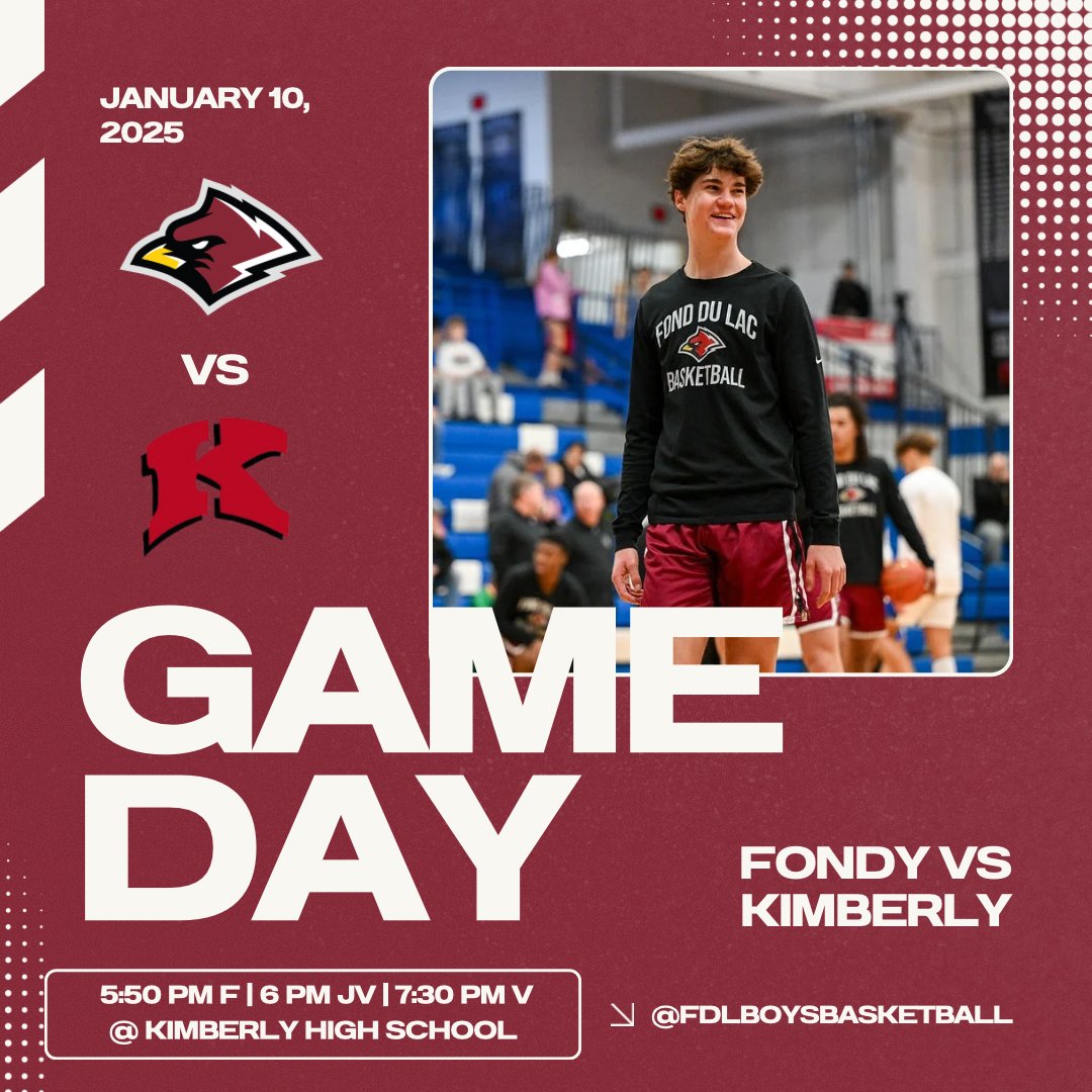 fondybasketball's tweet photo. GAME DAY

🆚: Kimberly 
🏟: Kimberly High School
🕕: 5:50 PM Frosh Tip-Off
🕕: 6:00 PM JV Tip-Off
🕢: 7:30 PM Varsity Tip-Off
📺: Live Stream https://t.co/IlWoW8U07u
🎤: Listen Live on 1450 AM, 100.7 FM or https://t.co/0nwkJ8e3JM

📷: @a_flash_of_sunshine_sports https://t.co/EhGr4nYmVq