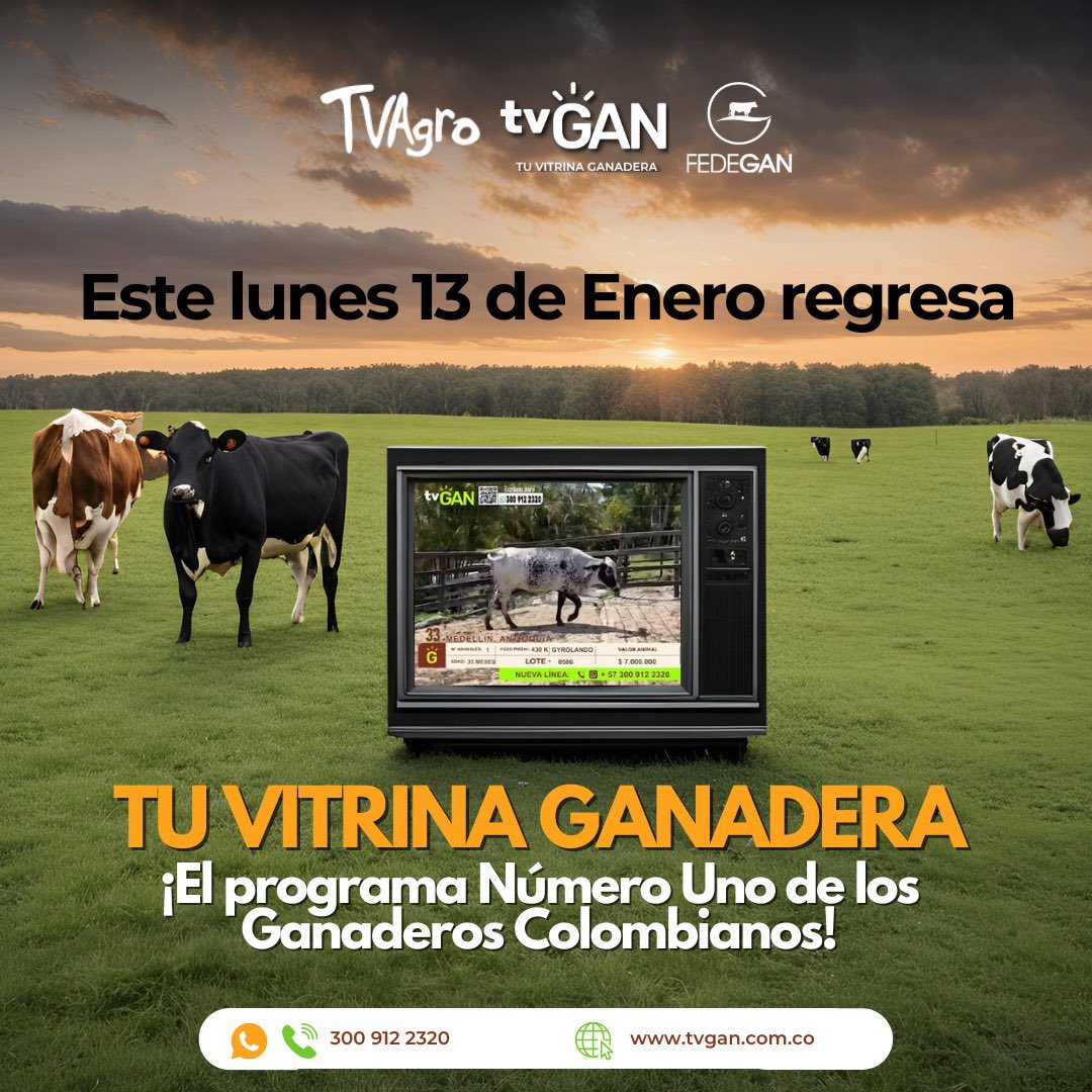 ¡Regresamos!  Compré y venda su ganado con nosotros, de forma segura y sencilla.
Veamos por <a href="/TvAgro/">Canal Tv Agro</a> de lunes a viernes 6:00pm a 7:00pm. 

Con el respaldo de <a href="/Fedegan/">FEDEGAN</a>