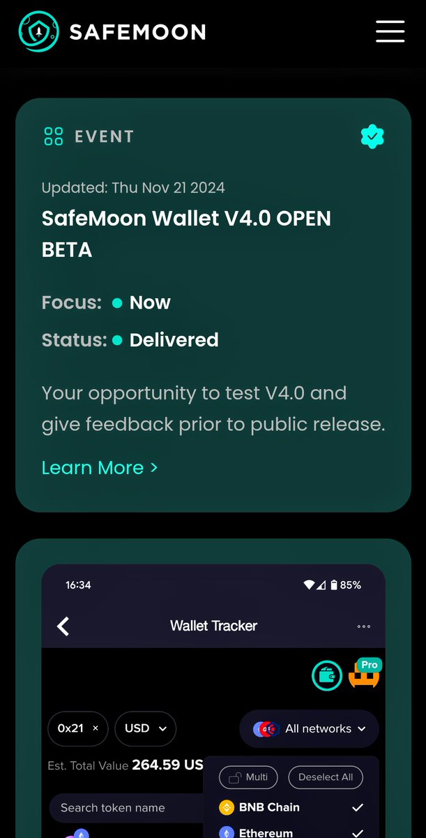 safemoon_knight's tweet image. Looks like @safemoon is making moves. 

Safemoon wallet v4 Closed beta testing = COMPLETE