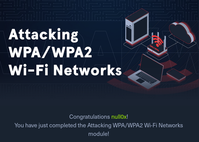 Another very cool module of the <a href="/hackthebox_eu/">Hack The Box</a> academy completed! Learn a lot attacking Enterprise Networks. Let's move on now. #WiFi #wifipentest #wireless #CyberSec #Hacking #HTB #HackTheBox