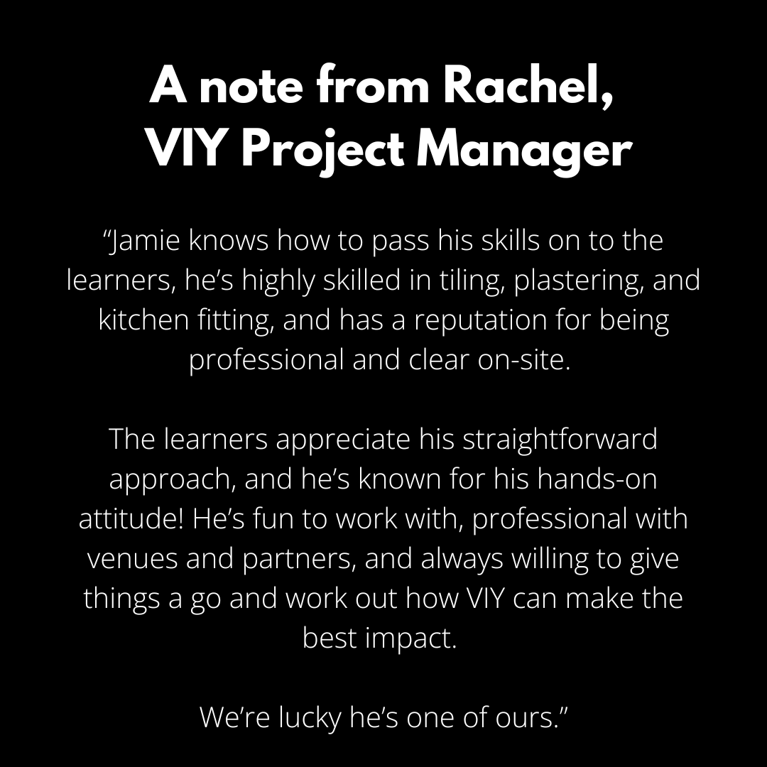 Volunteer It Yourself (@viyproject) on Twitter photo 🎉 Shoutout to January’s VIY MOTM… Jamie!
From plastering to joinery, Jamie’s expertise and mentorship have been transforming spaces and inspiring young people across the East Midlands.
Interested in mentoring with us? Drop Karen a line at karen@teamviy.com to get involved! 👏 🎉 Shoutout to January’s VIY MOTM… Jamie!
From plastering to joinery, Jamie’s expertise and mentorship have been transforming spaces and inspiring young people across the East Midlands.
Interested in mentoring with us? Drop Karen a line at karen@teamviy.com to get involved! 👏