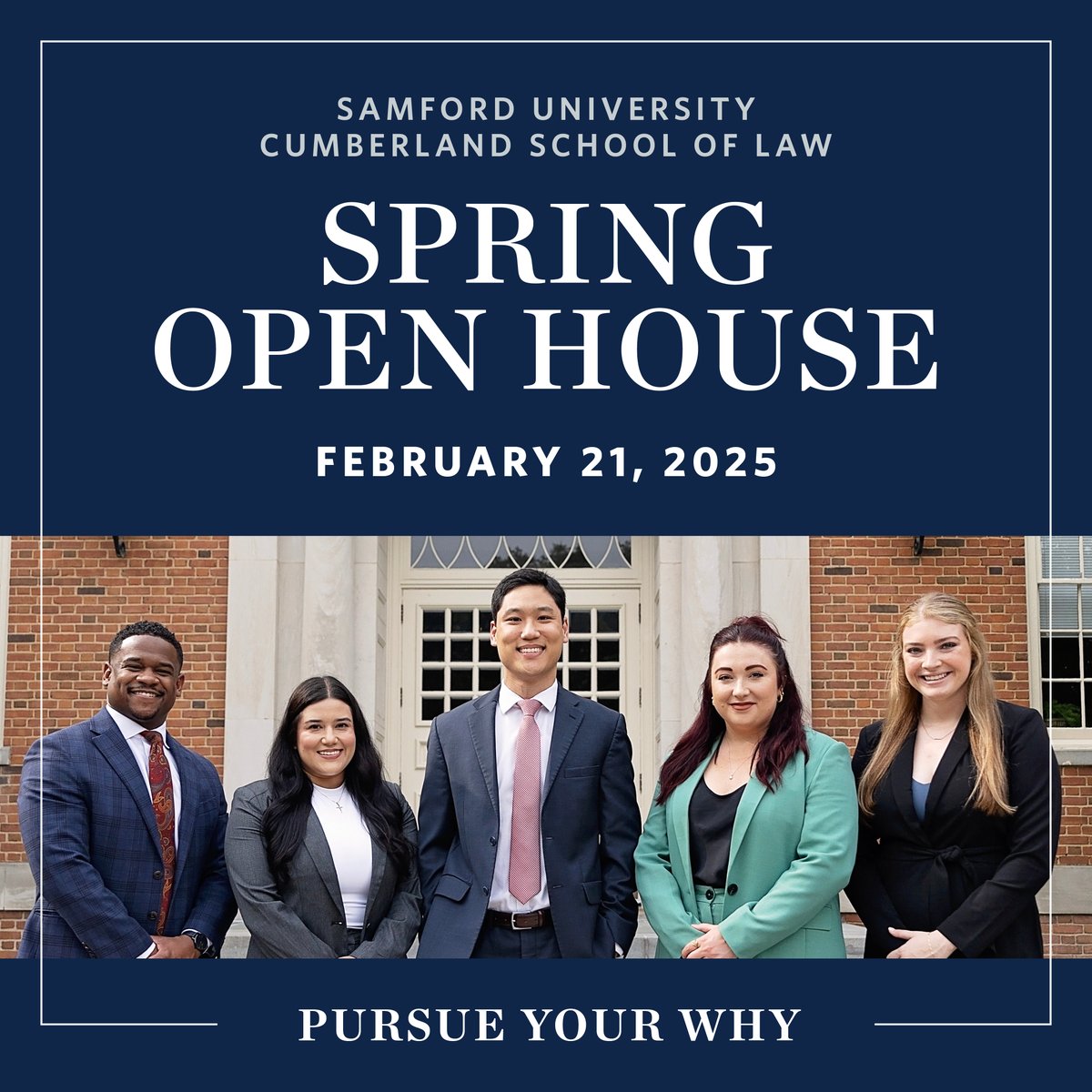 We look forward to hosting prospective law students at our Spring Open House on Friday, Feb. 21, 2025. Registration is required and will open here on Jan. 15: samford.edu/law/events/Cum…
