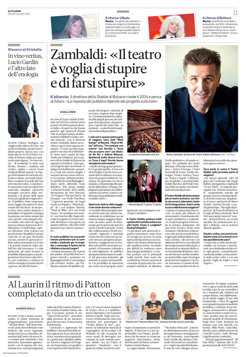 TSB - Teatro Stabile di Bolzano (@teatrotsb) on Twitter photo 📰 Ieri in edicola sull'<a href="/alto_adige/">AltoAdige quotidiano</a>
Il Direttore del TSB fa un bilancio dell'anno che è stato e augura un 2025 pieno di teatro.
Leggi l'intervista ⬇️
#Teatro #AltoAdige 📰 Ieri in edicola sull'<a href="/alto_adige/">AltoAdige quotidiano</a>
Il Direttore del TSB fa un bilancio dell'anno che è stato e augura un 2025 pieno di teatro.
Leggi l'intervista ⬇️
#Teatro #AltoAdige