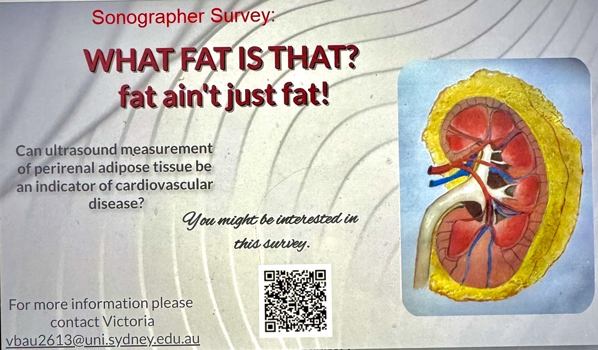 JillUltrasoundEd (@ed_ultrasound) on Twitter photo Sonographers, can you help? We are looking for volunteers for an online survey, ‘What fat is that?’ See how much you know (and get answers and CPD!)!
redcap.sydney.edu.au/surveys/?s=A97…
<a href="/EatBroccoli1st/">Jennifer Alphonse PhD</a> <a href="/Samanth53610315/">Samantha Thomas</a> <a href="/edchris_/">Chris Edwards</a> <a href="/LizzieDeSilva72/">Lizzie De Silva</a> <a href="/asasonography/">ASA</a> <a href="/lisa_curz3/">Lisa Hackett Clinical MSK Sonographer Australia</a> <a href="/AliUltrasound/">Ali Deslandes 💎</a> Sonographers, can you help? We are looking for volunteers for an online survey, ‘What fat is that?’ See how much you know (and get answers and CPD!)!
redcap.sydney.edu.au/surveys/?s=A97…
<a href="/EatBroccoli1st/">Jennifer Alphonse PhD</a> <a href="/Samanth53610315/">Samantha Thomas</a> <a href="/edchris_/">Chris Edwards</a> <a href="/LizzieDeSilva72/">Lizzie De Silva</a> <a href="/asasonography/">ASA</a> <a href="/lisa_curz3/">Lisa Hackett Clinical MSK Sonographer Australia</a> <a href="/AliUltrasound/">Ali Deslandes 💎</a>