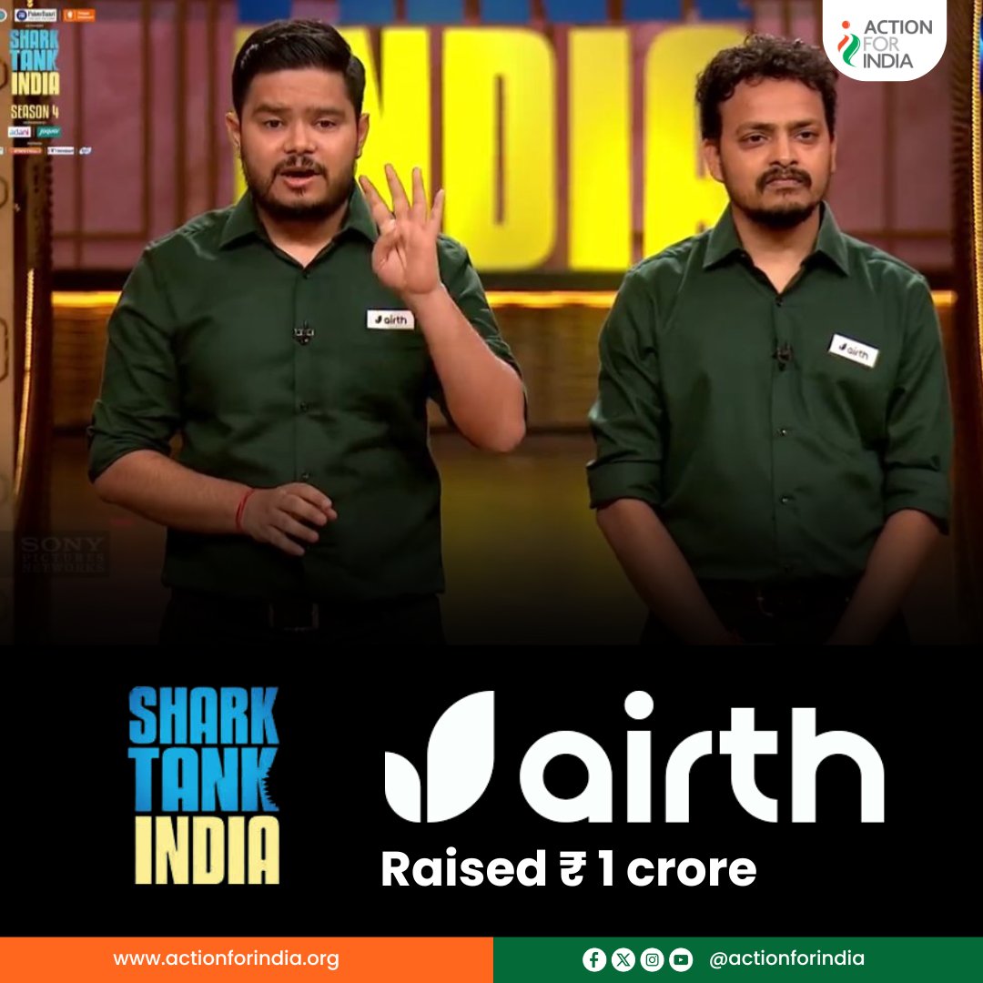 Congratulations, AIRTH! 🌟

#Airth #SharkTankIndia #AFIAlumni #StartupSuccess #CleanAirRevolution #Innovation #Entrepreneurship #VinitaSingh #AmanGupta #ActionForIndia #SharkTankIndiaSuccess #SustainableLiving #Congratulations #AFI