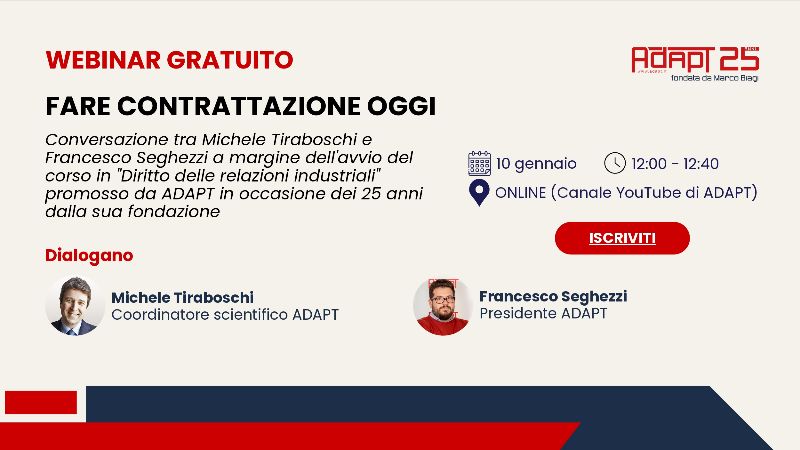 Fare contrattazione, oggi. Alle 12.00 con <a href="/francescoseghez/">Francesco Seghezzi</a> in diretta streaming qui: youtube.com/live/yWFuVMLdS… via <a href="/YouTube/">YouTube</a>