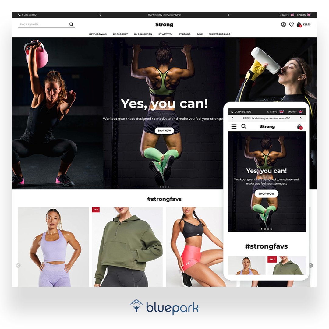 Boost your online store with the Strong Theme from Bluepark V2! 🚀

Why choose Strong?
🏋️ Bold, eye-catching design
📱 Fully responsive on mobile &amp; desktop
🎨 Easy to customise to match your brand
💥 Built to boost sales &amp; engagement
👉 Explore the Theme: bluepark.co.uk/themes/strong-…