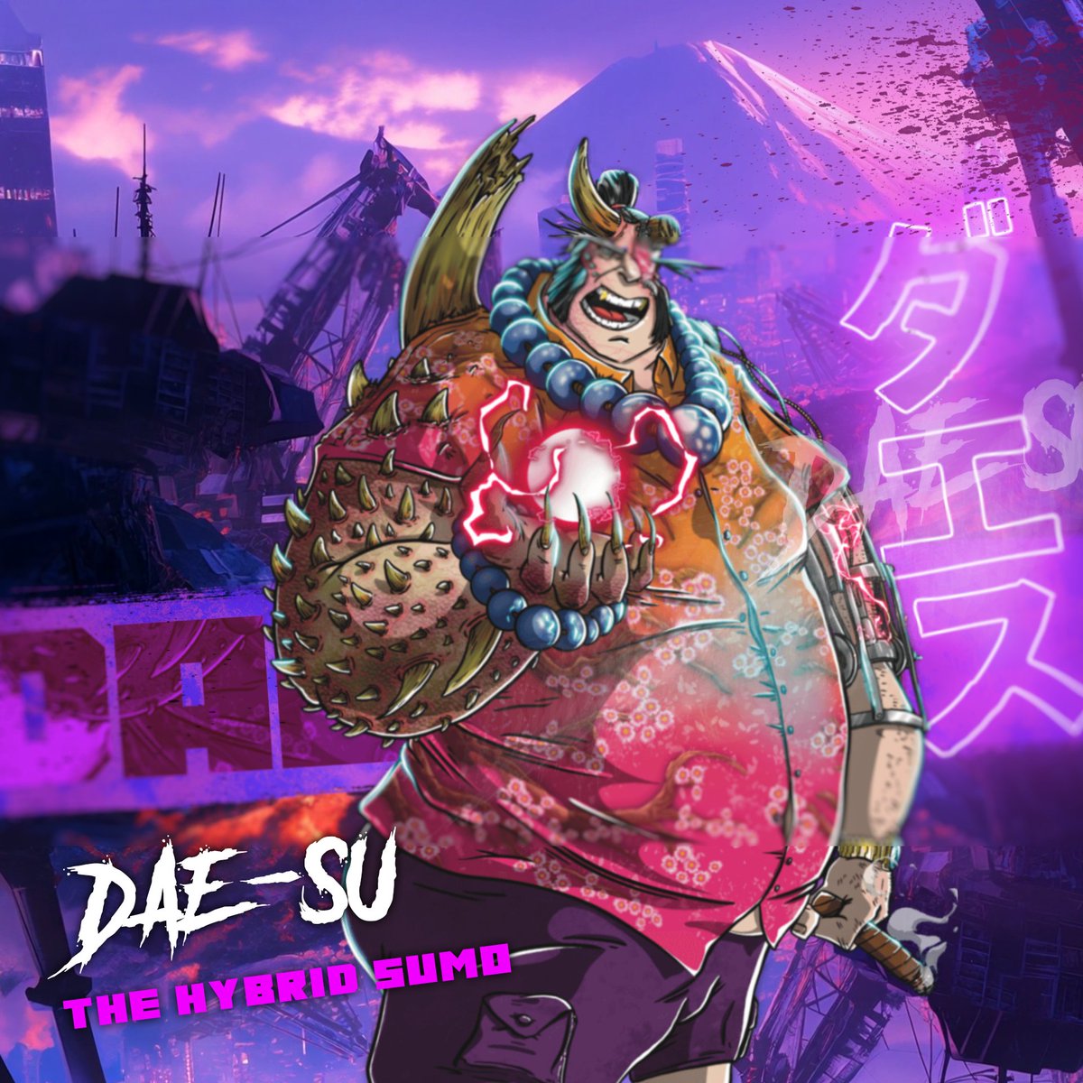 💪 Dae-Su’s training routine.
🍜 Eat. Slam. Repeat. 

A true sumo legend in the cyber-yakuza streets of Neo Tokyo!