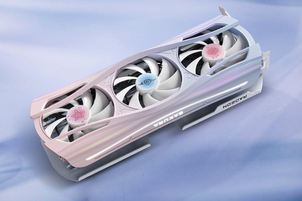 YestonOfficial's tweet image. #NewProductLaunch 🧜‍♀️
Yeston RX 9070 XT-16G Sakura Atlantis
🌸Baby blue and baby pink.
🌸A white breathing effect, ARGB support.
🌸 A colorful shell appearance, will displays different colors at each angles. 
🌸The eye-catching fan stickers, adorned with shell and starfish motifs.