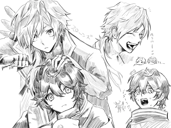 口って思うより目が大きくて幼い顔してるから描くの難しいんだよなって毎回言ってるすろんず落書き 